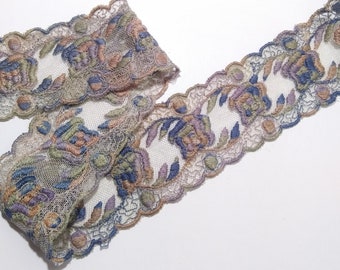 Antique Edwardian Embroidered Net Lace Trim-by Yard