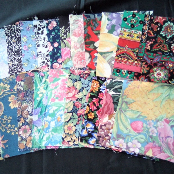 Quilting Charm Pack - 20 Six Inch Cotton Squares - Vintage - Floral - Stash Builder