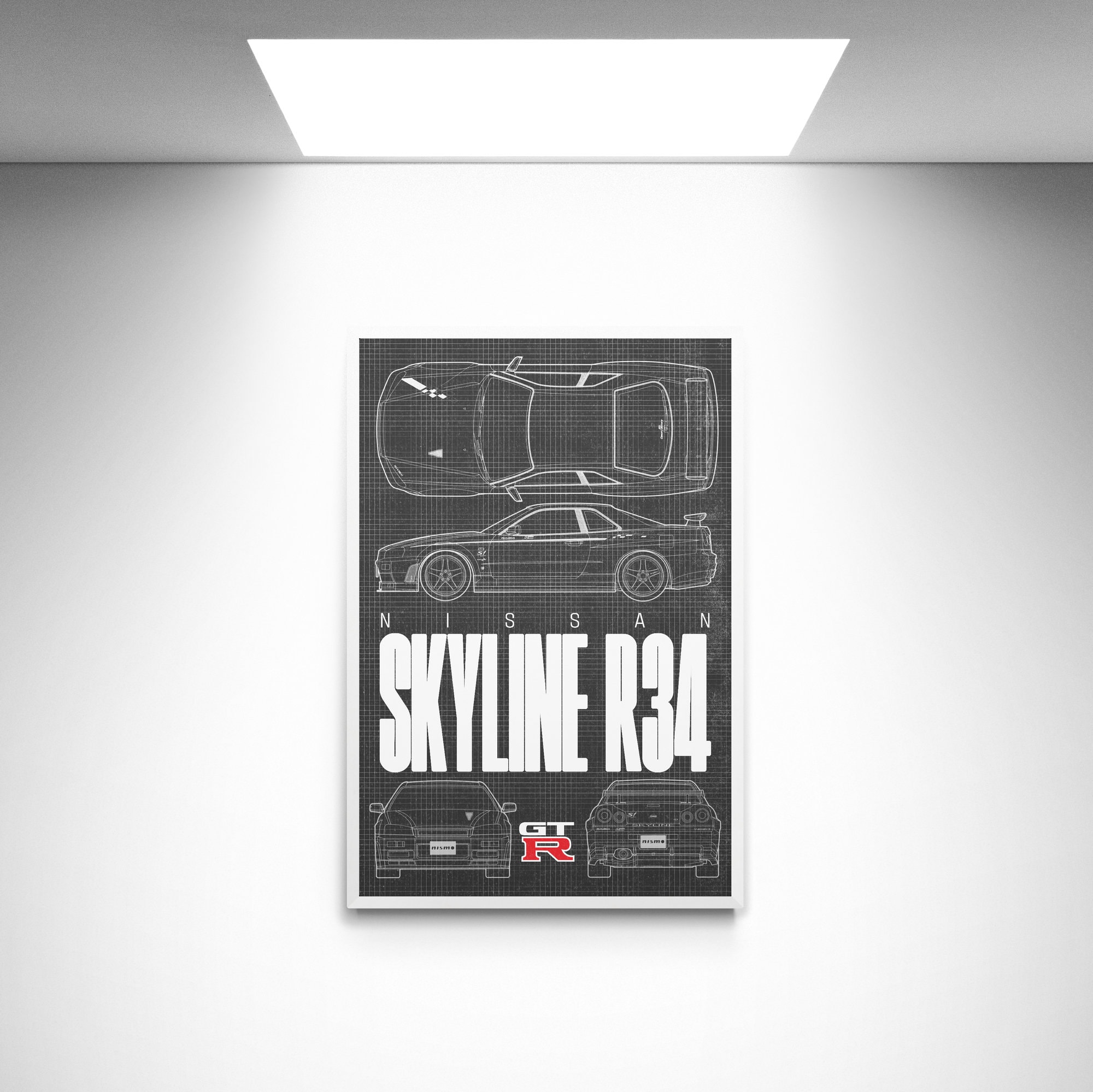 Nissan Skyline R34 GT-R JDM | Black | Blueprint Printable(pdf