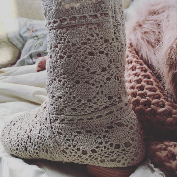 Crocheted Lace Wedding Boots Beach Wedding Country