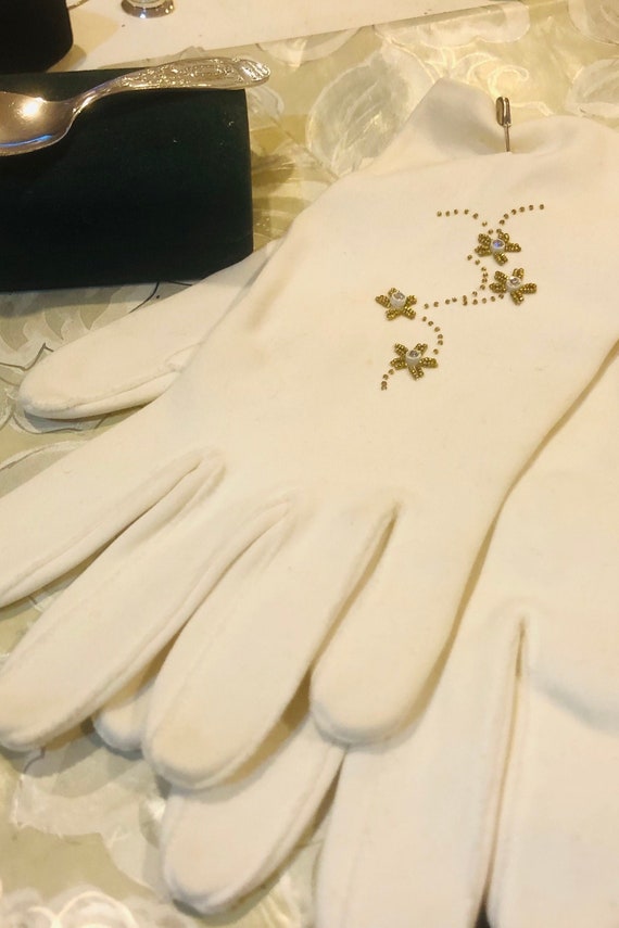 Retro Gloves Beaded 50's Trad Wives Gloves Wedding