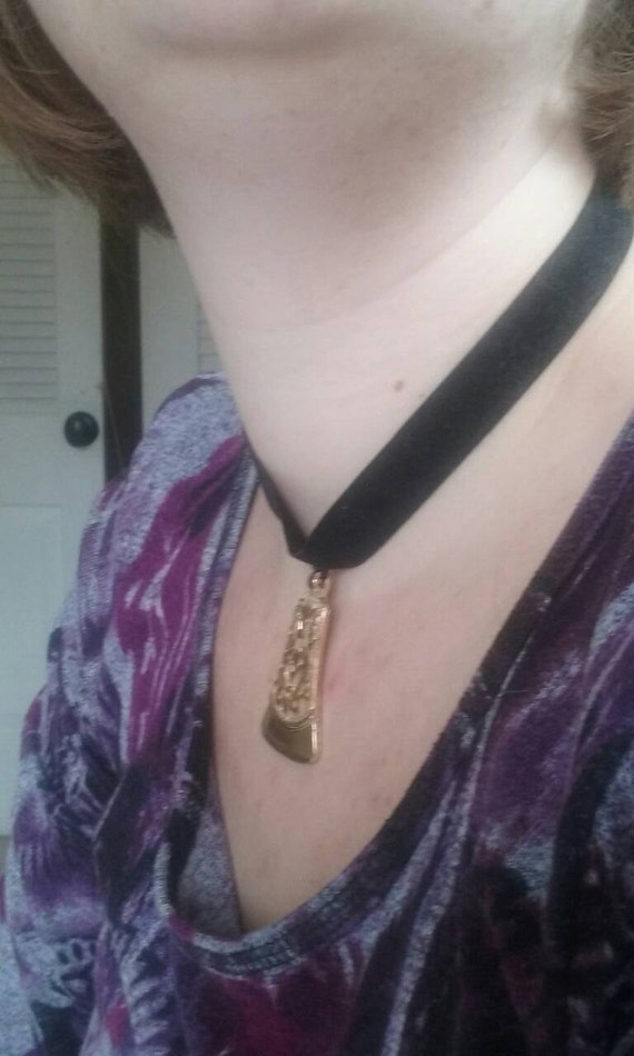 60's Velvet Choker Necklace Hippie Chick Boho Wedd