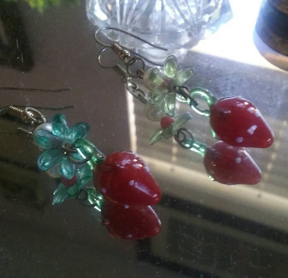 Glass Strawberry Earrings Chandelier Earrings Stra