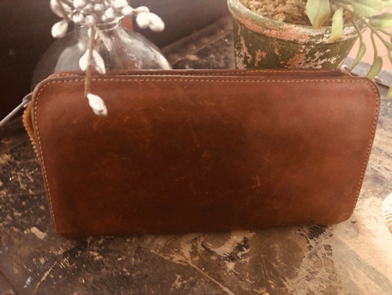 Vintage Leather Wallet Leather Billfold Mocha Bro… - image 2