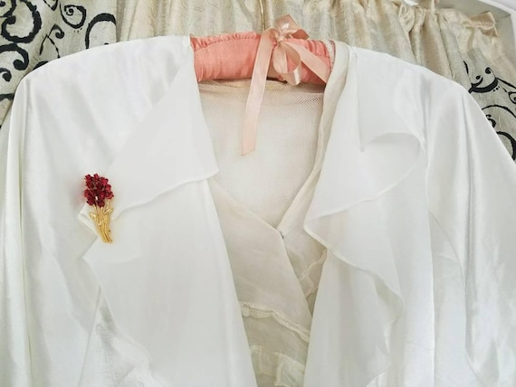 Oscar de la Renta Robe Bridal Robe White Satin Ro… - image 6