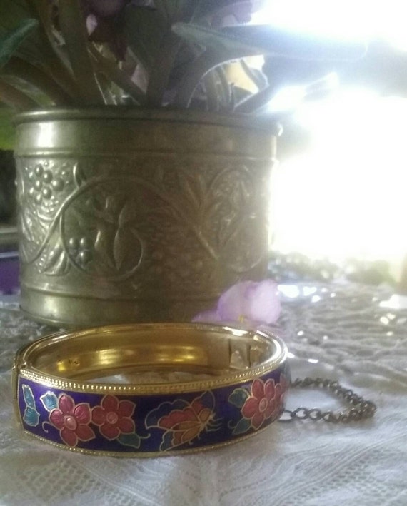 Retro Asian Cloisonne Bracelet Vintage Butterfly … - image 2