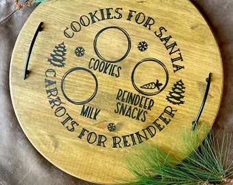 Cookies for Santa Carrots for Reindeer Serving Tray, Holiday Home Decor Platter with Handles
