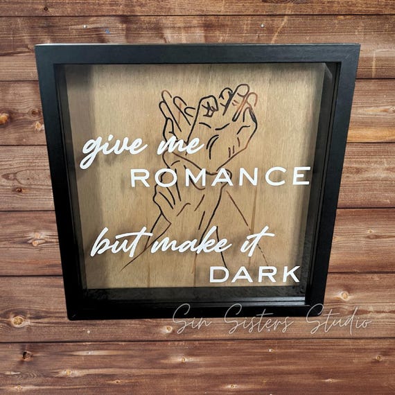 Bookish Shadow Box, Dark Romance Book Merch, Give Me Romance but Make It Dark, Woodburned Bookshelf Decor, Spicy Smut Reader