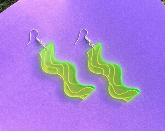 Shuhul | Brincos de acrílico cortados a laser em cores divertidas, brincos de gancho de peixe hipoalergênicos leves, brincos contemporâneos, design orgânico