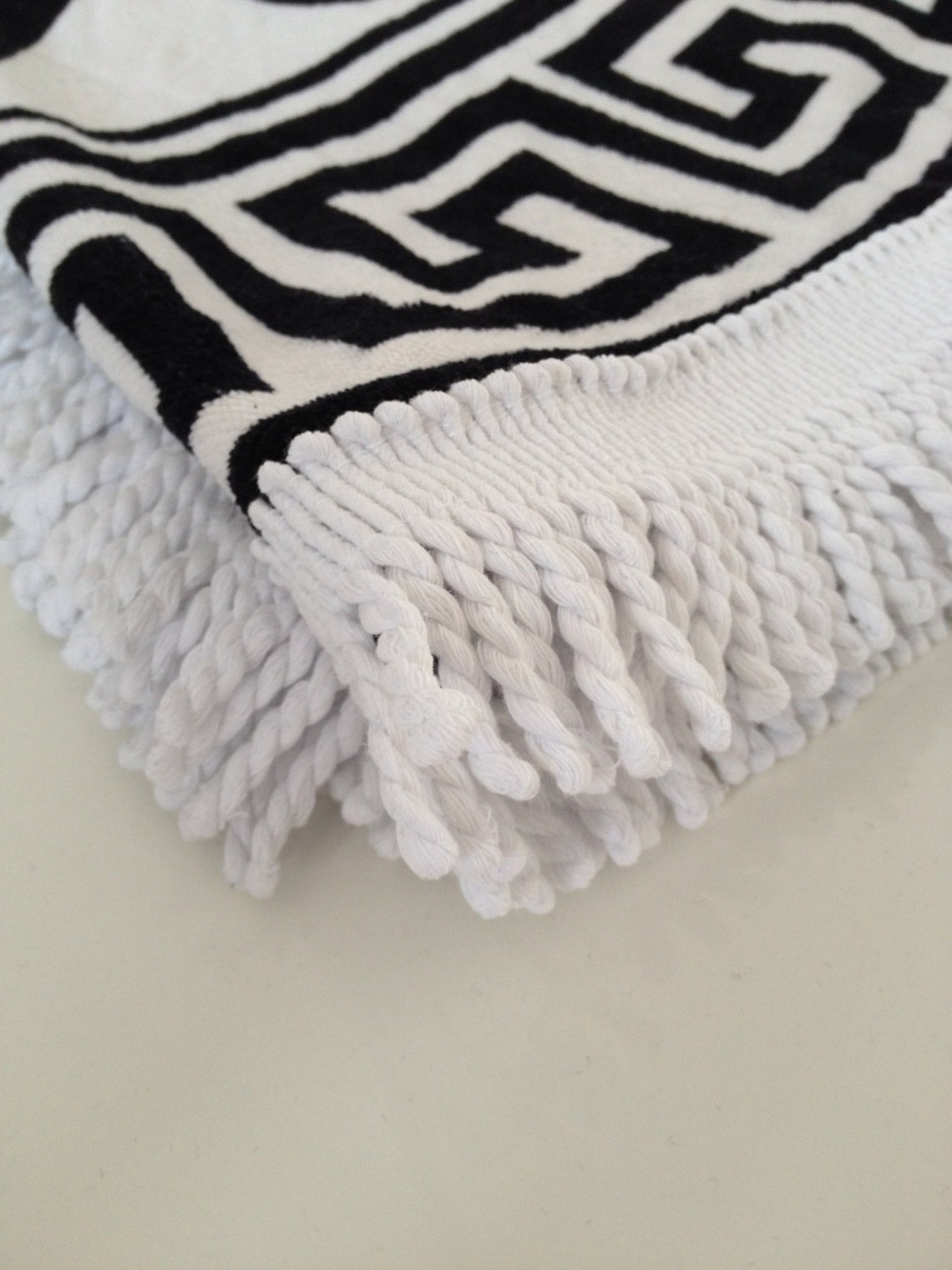 Round Beach Towel GREEK SUN White Tassels 150 cm Diameter Etsy