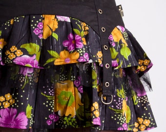 Mini jupe flower power de algodón, KALI Gitane de MIMISAN