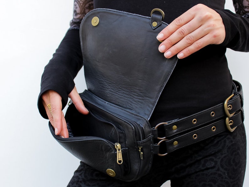 Hip Pack SEKMETH DeepPurple MIMISAN Utility Belt Hip Bag Festival accessories Hip Belt Genuine Leather Bag Fanny Bag