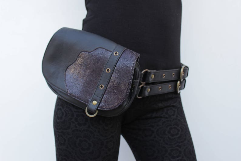 Hip Pack SEKMETH DeepPurple MIMISAN Utility Belt Hip Bag Festival accessories Hip Belt Genuine Leather Bag Fanny Bag