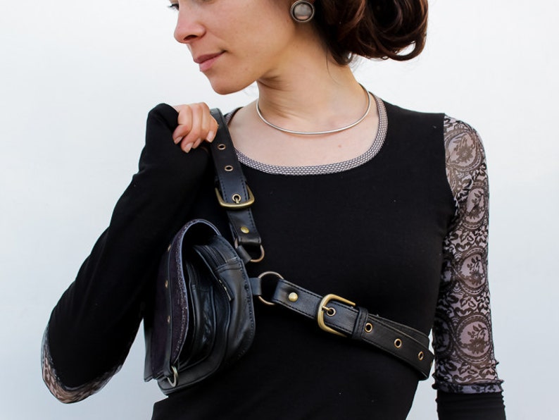 Hip Pack SEKMETH DeepPurple MIMISAN Utility Belt Hip Bag Festival accessories Hip Belt Genuine Leather Bag Fanny Bag