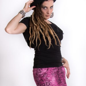 Roze slang Mini Rok Korte rok Dierenprint Freaky rok Hippie punk rok met zakken Festival MAMBA Roze MIMISAN afbeelding 3