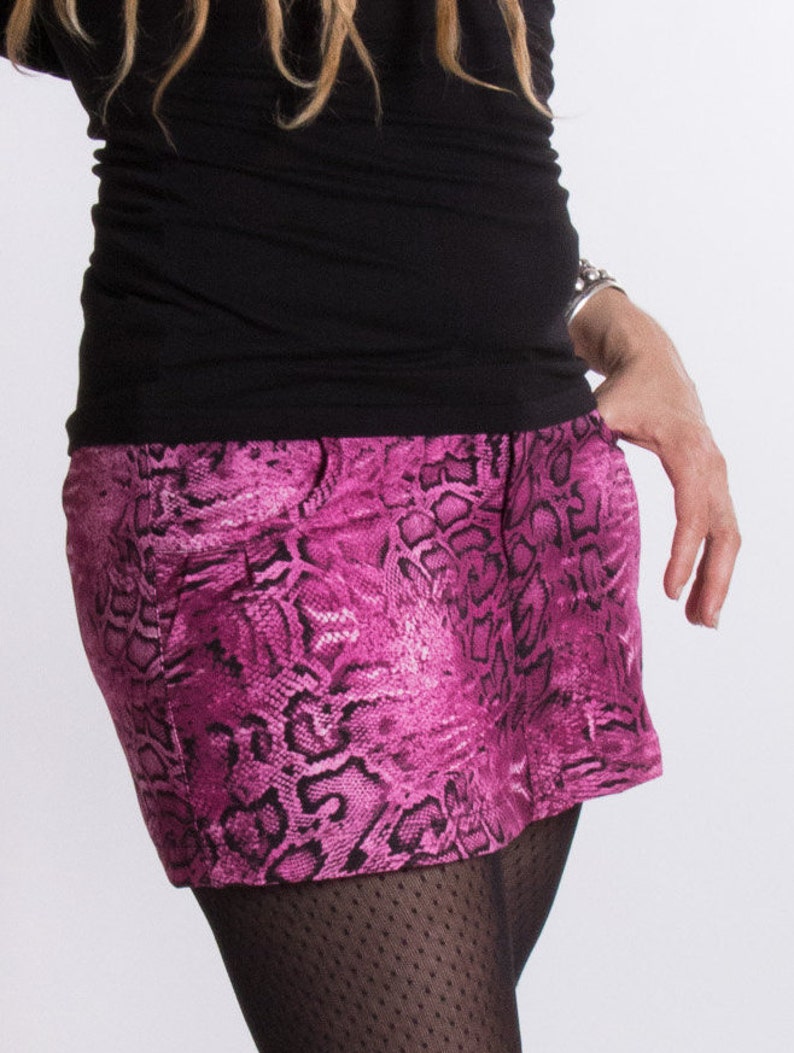 Roze slang Mini Rok Korte rok Dierenprint Freaky rok Hippie punk rok met zakken Festival MAMBA Roze MIMISAN afbeelding 2