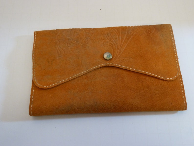 with original faux cards in sleeves Vintage Suede Cowhide Purse unused