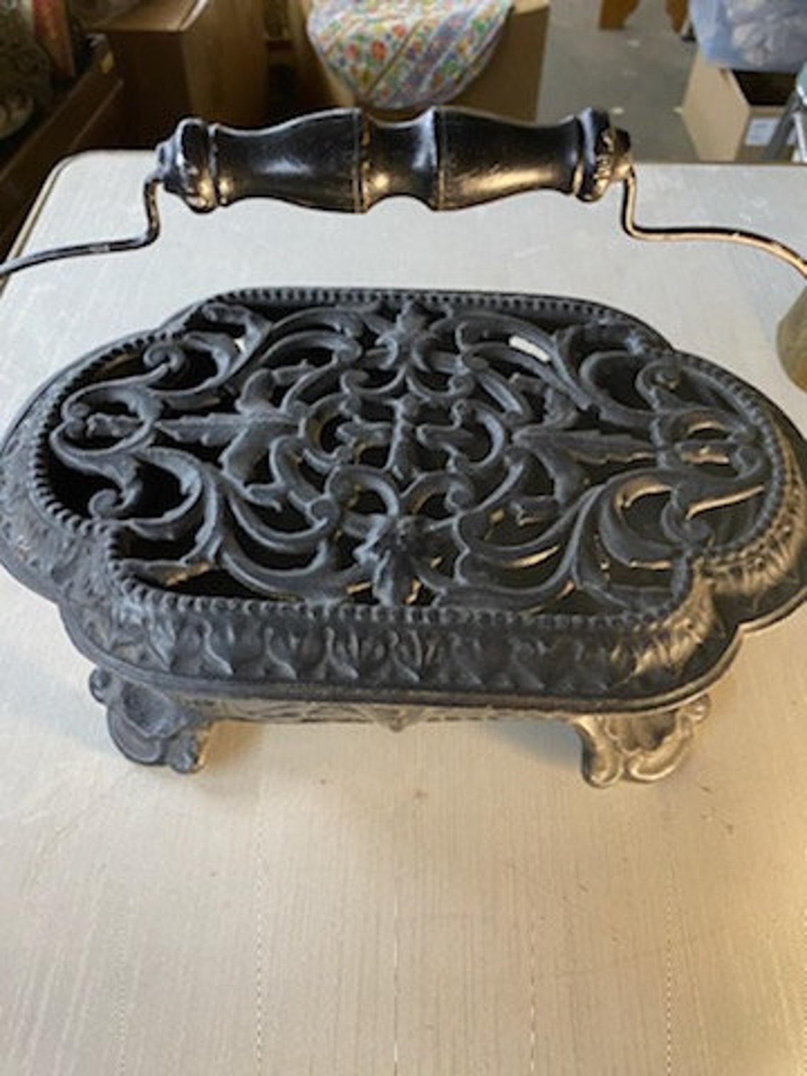 An antique cast iron foot warmer or coal stove reticulated Etsy