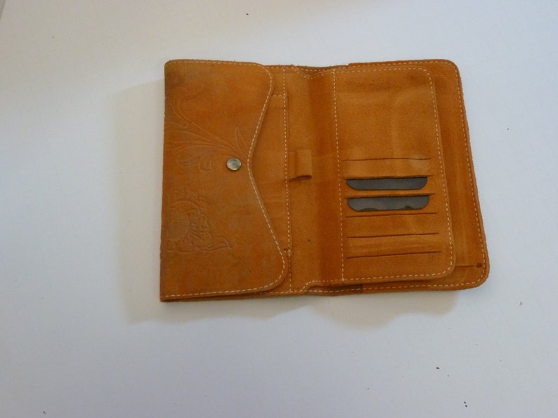 with original faux cards in sleeves Vintage Suede Cowhide Purse unused