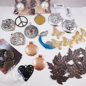DESTASH lot of miscellaneous pendants large, jewelry making supplies, pendant destash