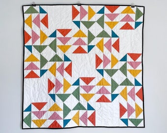 Colorful & Bright Triangle Quilt - baby / lap quilt
