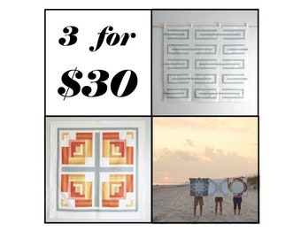 3 pattern bundle! Desert Cabin, Halo Flare, and Mod Rectangles - modern quilt pdf patterns