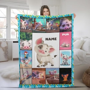 Manta personalizada de Pua Pig con dibujos animados, manta de la película Moana para bebé, manta para sofá cama, regalos de cumpleaños