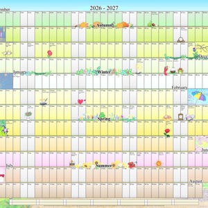 2026-2027 Illustrated Wall Planner, UK Holidays, Academic Year Calendar