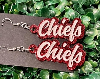 Engraved Chiefs Earrings Football Earrings  NFL Team