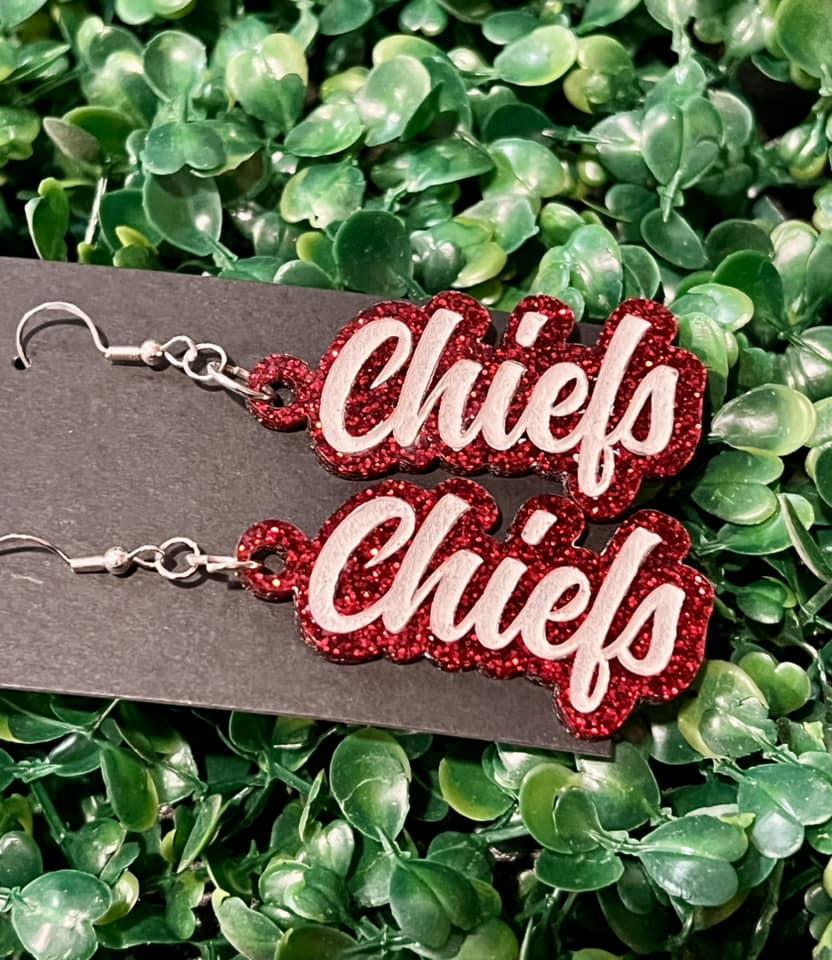 Orecchini A Goccia Kansas City Chiefs - Set Argento Per Donna - Nuovi, Senza Etichette