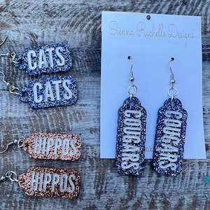 Pendientes de purpurina del equipo personalizados