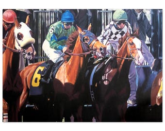 Keeneland Break I – Ölgemälde-Kunstdruck zum Thema Pferderennen, Archivqualität, Kentucky-Rennbahn, Appalachen-Reitsport-Dekoration