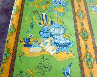 Sheers Tiny Toile de jouy Dollhouse Curtains Blue /& Cream w// Cream Satiny Semi