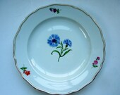 MEISSEN Plate Cornflower Ruffled Gilded Rims w Small Flowers Cross Swords Wedding Anniversary Birthday Bridal Shower Collector Gift