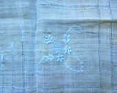 Madeira Tablecloth White Gauze Blue Embroidery 32 quot x 32 quot Wedding Anniversary Birthday Bridal Shower Christmas Gift For Her