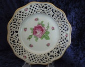 Vintage Dresden Plate Flowers Reticulated Roses Meissen Wedding Anniversary Birthday Christmas Gift for Her