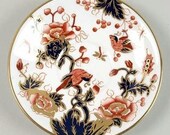 Coalport Hong Kong Large Dinner Plate Imari Cobalt Rust Colors Flowers Birds 10 5 8 quot Enameled Anniversary Wedding Holiday Gift