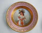 KPM Cabinet Plate Kurland Portrait Young Lady Period Dress Artist Signed 1 Wedding Anniversary Birthday Bridal Gift Collector
