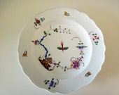 Rare Antique Meissen Marcolini Kakiemon Rock Bird Flowers Plate 9 5 8 quot Ruffled 19th C Wedding Anniversary Birthday Bridal Shower Collector