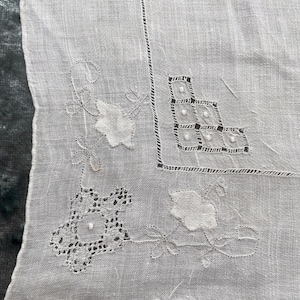 Vintage Madeira Handkerchief: Appliqued Floral Embroidery, Bridal Gift