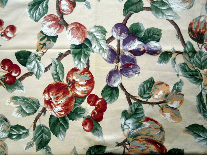 Vintage Fabric Fruits Leaves P Kaufmann 56 W Bty Tan Etsy