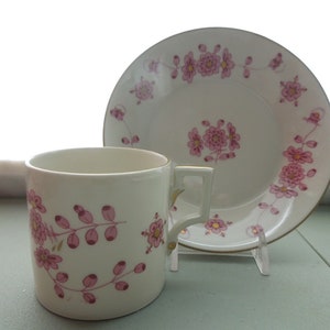 KPM Berlin Cup Saucer Demitasse Pink Gold Flowers Scepter Mark Can Shaped Cup Deep Saucer Rare Wedding Anniversary Birthday Bridal Collector