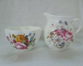 Vintage Coalport Cream and Sugar Set: Ludlow Flowers, Made in England