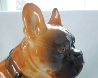 French Bulldog Dog Lomonosov Figurine Mid Century Russian Hand Painted  Wedding Anniversary Birthday Bridal Shower Gift Vintage Russia