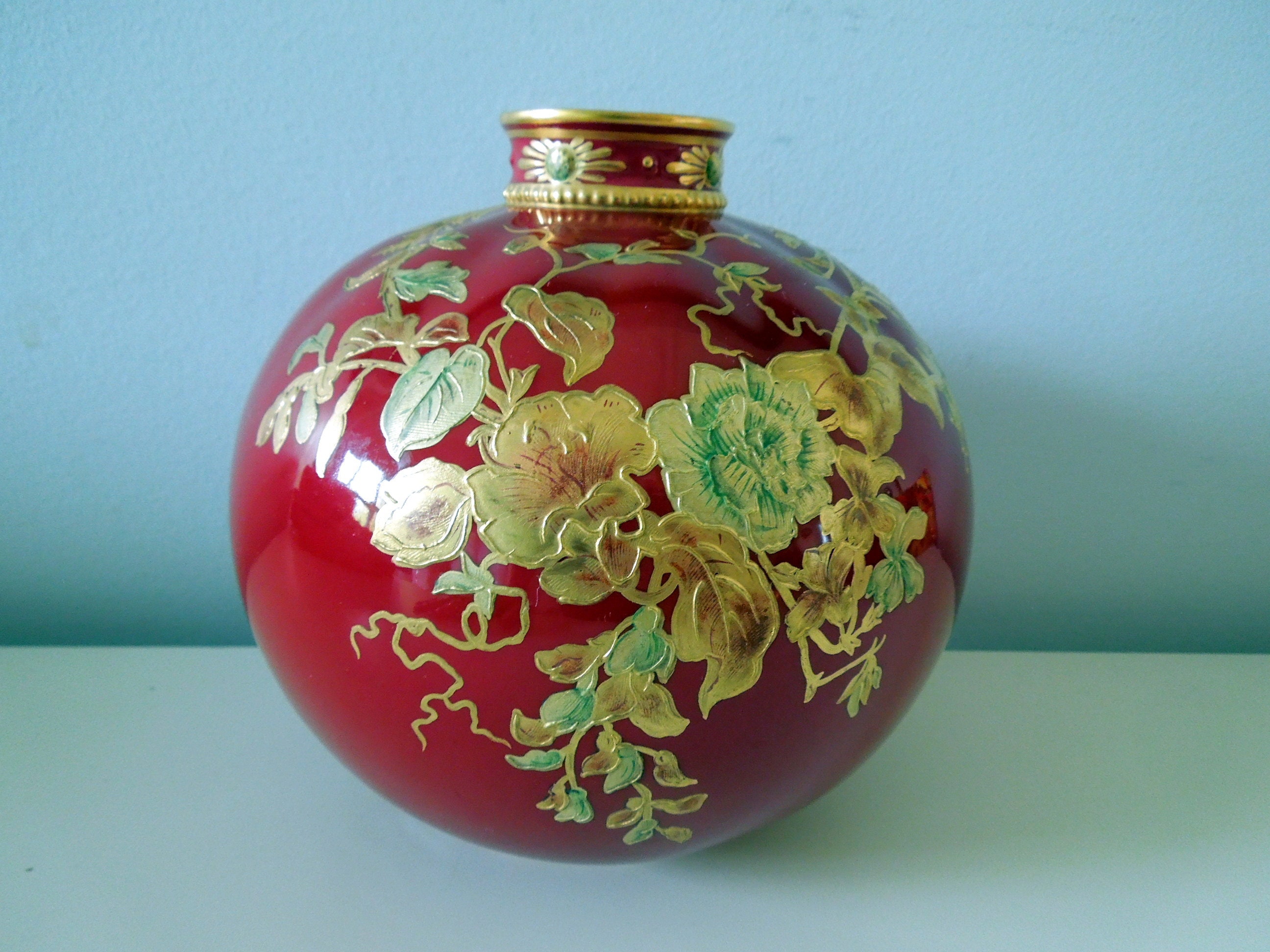 希少  CROWN DERBY  Antornette 花瓶 Crown derby vase - Etsy 日本
