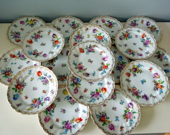Richard Klemm Dresden Flowers Plate: Gilded Porcelain Bread Butter Dish