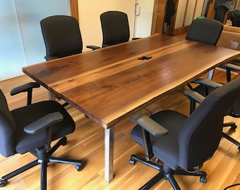 Live Edge Walnut Conference Table wth center outlets/USB ports