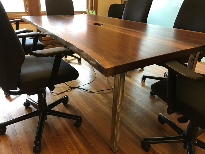 Live Edge Walnut Conference Table Wth Center Outlets/usb Ports Etsy