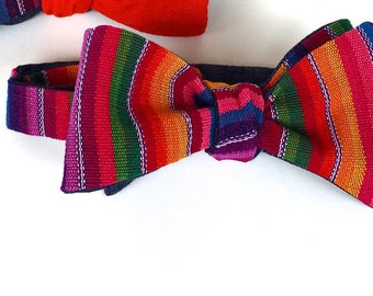 Serape Bow Ties, Self Tie Bowtie, Rainbow Bow tie, Bow Tie for Groom, Fiesta Wedding, Father's day gift, Mexican Bowtie, Mexican Wedding