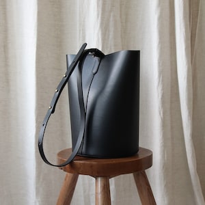 Leather Bucket Bag sustainable leather bag Bucket bag shoulder bag minimalist shoulder bag Crossbody bag purse image 1